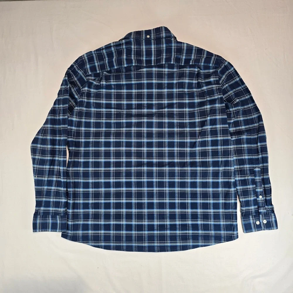 LL‎ Bean Mens Traditional Fit Blue Plaid Long Sleeve Button Down Shirt Large